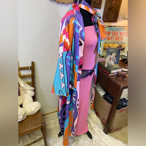 Maximalist Y2K Vibe Charlotte Russe Tube Top Maxi Dress Colorful Kaftan & Belt! - Picture 3 of 16